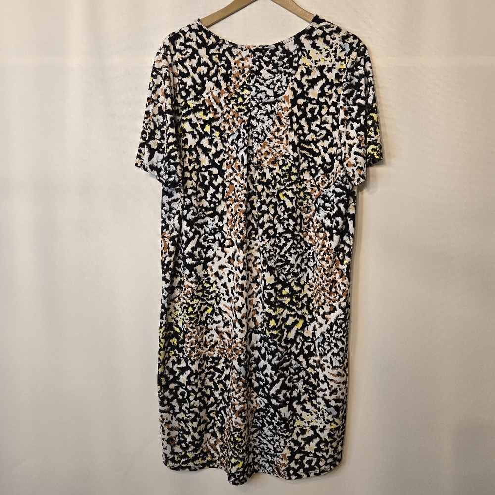 Christian Siriano Women's Size XXL V-neck short sleeve drapey print dress